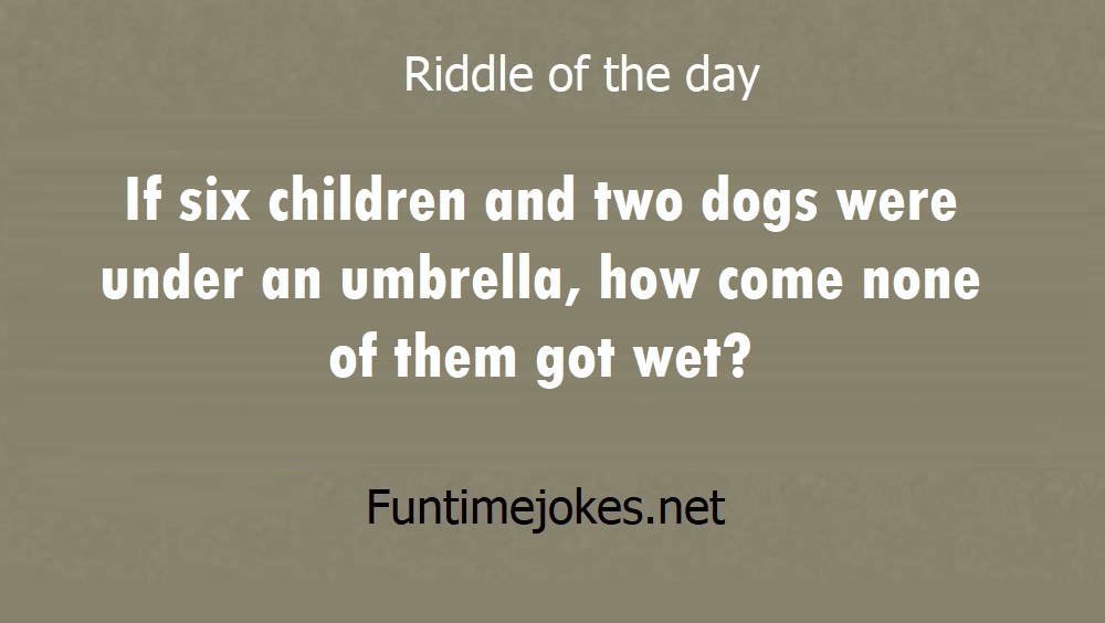 If six children and two dogs were under an umbrella, how come none of them got wet